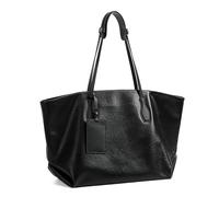Borsa tote da donna in pelle conciata al vegetale, dal design unico, elegante borsa per pendolari per uso quotidiano, Nero