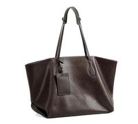 Borsa tote da donna in pelle conciata al vegetale, dal design unico, elegante borsa per pendolari per uso quotidiano, Marrone scuro