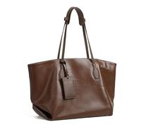 Borsa tote da donna in pelle conciata al vegetale, dal design unico, elegante borsa per pendolari per uso quotidiano, Marrone