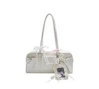 Borsa tote da donna in pelle PU - graziosa borsa a tracolla in stile college con porta carte, grande capacità alla moda tote per ragazze pendolari, bianco, 270*110*290mm
