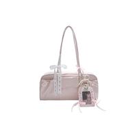 Borsa tote da donna in pelle PU - graziosa borsa a tracolla in stile college con porta carte, grande capacità alla moda tote per ragazze pendolari, rosa, 270*110*290mm