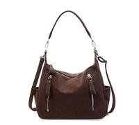 Borsa tote da donna in poliuretano satinato con cerniera multipla borsa sotto le ascelle borsa con manico superiore grande capacità per viaggi, shopping, uso quotidiano, Caff, 11.42x3.94x8.66inch
