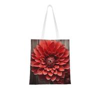 Borsa tote da donna, in tela, con motivo dalia, con tasche, borsa per la spesa riutilizzabile