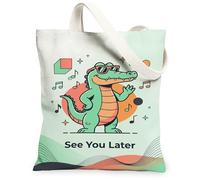 Borsa tote da donna, in tela di coccodrillo, con forme geometriche e note musicali, verde menta, lavabile, riutilizzabile, Verde menta, 13x15 Inch