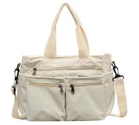Borsa tote da donna in velluto a coste con tasche - Borsa a tracolla grande for tutti i giorni, borsa versatile for pendolari for lavoro, gite casual e viaggi del fine settimana(White)