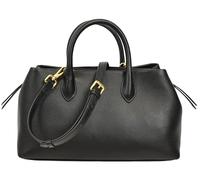 Borsa tote da donna in vera pelle strutturata con tracolla staccabile Ingrid, Nero , Medium