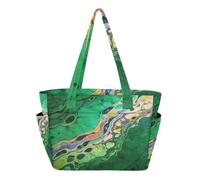 Borsa tote da donna per tutti i giorni borsa a tracolla per lavoro con tasche multiple e scomparti con cerniera verde colorato pittura ad olio
