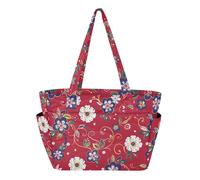 Borsa tote da donna per tutti i giorni borsa a tracolla per viaggi e spostamenti quotidiani con tasca porta bicchiere fiori rossi stile tradizionale