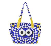 Borsa tote da donna pieghevole per viaggi e spiaggia weekend fuga con scomparto pazzo a scacchi pulcino fiocco di neve giallo