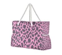 Borsa tote da donna robusta con stampa leopardata pesca con tasche laterali borsa da viaggio portatile buona per viaggi, piscina, nuoto, spiaggia, vacanze necessità