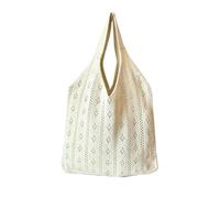Borsa tote da donna scavata all'uncinetto, leggera e morbida borsa a tracolla casual lavorata a maglia, borsa da spiaggia all'uncinetto, pieghevole e portatile, adatta per lezioni, lavoro, vacanze