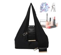 Borsa tote da donna | tasche pieghevoli alla con portachiavi - grande borsa da viaggio elegante per studenti, insegnanti, viaggi, shopping, lavoro, spiaggia, picnic, ufficio all'aperto, Nero, Se
