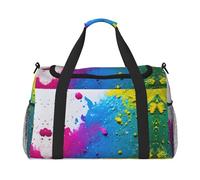 Borsa tote da viaggio con schizzi di vernice, grande, riutilizzabile, borsa per la spesa, borsa per le vacanze, borsone sportivo con tracolla regolabile, nero, taglia unica, Nero , Taglia unica