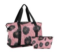 Borsa tote da viaggio con texture leopardata fard borsa da viaggio con borsa da toilette per viaggi di lavoro set da 2 pezzi, Texture della pelle del leopardo, 1 size