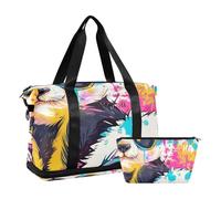 Borsa tote da viaggio con tracolla regolabile per viaggi di grande capacità, Cartoon può amare occhiali da sole panda, 1 size