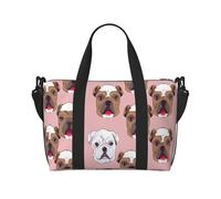 Borsa tote da viaggio unisex con labbra dorate, borsa da palestra resistente all'acqua, borsa da viaggio con tracolla regolabile di grande capacità, Volti Bulldog Inglese, Taglia unica