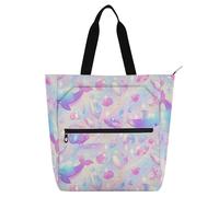Borsa tote decorativa per bambini, borsa a tracolla per libri di pianoforte, per bambini, donne, uomini, colori pastello, animali marini, sognante, impermeabile, borsa a tracolla con tasche per scuola