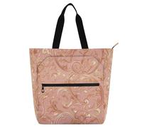 Borsa tote decorativa per bambini, per bambini, studenti, adulti, rose dorate romantiche per San Valentino, resistente all'acqua, borsa per attività artistica, con cerniera, per scuola, lavoro, viaggi