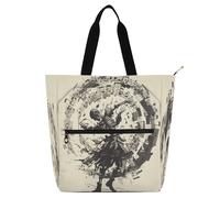Borsa tote decorativa per bambini per ragazzi ragazze donne, misterioso romantico scheletro ballerino bianco spartito musica resistente all'acqua riutilizzabile borsa da spiaggia con cerniera per
