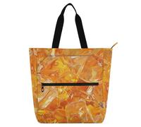 Borsa tote decorativa per bambini, ragazzi e ragazze, arancione trasparente, resistente all'acqua, resistente, riutilizzabile, per biblioteca, libri, scuola, lavoro, viaggi, arcobaleno
