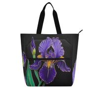 Borsa tote decorativa per bambini, ragazzi e ragazze, bella fiore d'iride grande borsa tote per biblioteca, borsa tote con tasche per scuola, lavoro, viaggi, arcobaleno