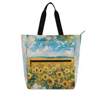 Borsa tote decorativa per bambini ragazzi ragazze donne campo di girasole sotto la luce del sole borsa tote resistente all'acqua borsa tote per biblioteca borsa tote