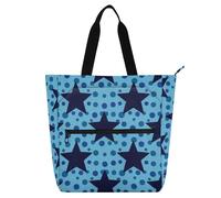Borsa tote decorativa per bambini studenti adulti blu scuro stelle blu blu pois blu borsa tote leggera con tasche per lo shopping spiaggia arcobaleno