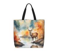 Borsa Tote Deer By The River Donna Borse A Mano Elegante Borsetta Impermeabile Borsa A Tracolla Per Scuola Shopping Viaggi