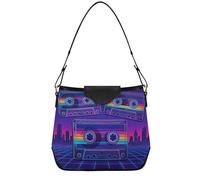 Borsa tote di medie dimensioni con tasche con cerniera, borsa tote da donna per il fine settimana, ufficio, lavoro, casual, borsa hobo borsa retrò con nastro viola