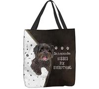Borsa Tote Donna Black Schnoodle Kisses Fix Everything Resistente Borsa A Shopper Donna Multifunzionale Tote Bag Per Scuola All'Aperto Viaggi