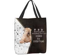 Borsa Tote Donna Soft Coated Wheaten Terrier Kisses Fix Everything Casual Borsa Sportiva Impermeabile Shopper Tote Per Scuola Lavoro Università