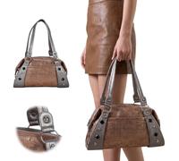 Borsa tote donna vintage, grande capacità, glitter argento | Borsa tote vintage edgy, patchwork versatile per lavoro, appuntamenti, pendolari