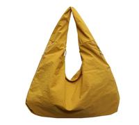 Borsa tote drappeggiata in tinta unita - Borsa per laptop in nylon | Borsa tote di grande capacità per le donne, borsa a tracolla drappeggiata in nylon, borse tote college do, giallo, Se référer au