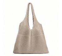 Borsa tote estiva capiente per studenti, borsa a spalla in maglia resistente alla sabbia da donna, borsa shopping vintage con decorazione floreale traforata, borsa intrecciata in uncinetto per il rito