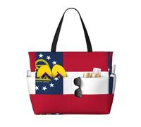 Borsa tote extra large da donna con bandiera dello Stato della Georgia, borsa da spiaggia pieghevole con tasca, borsa da weekend, borsa da viaggio per la notte.