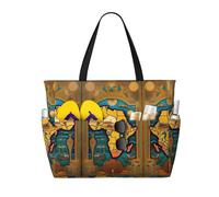 Borsa tote extra large da donna con mappa del mondo astratta, borsa da spiaggia pieghevole con tasca, borsa da weekend, borsa da viaggio per la notte.