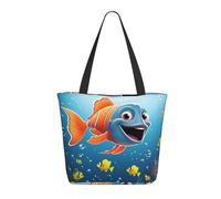 Borsa Tote Fish Under The Sea Borsa Donna Tote In Tela Con Manici Riutilizzabile Tracolla, Per Yoga, Quotidiano Vita, Spiaggia, 50x40cm