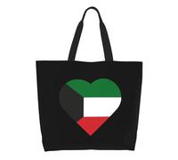 Borsa Tote Flag Of Kuwait Heart Borsa Mare Donna Grande Casuale Personalizzata Shopper In Tela, Per Lavoro, Donna, Yoga, 50x40cm