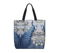 Borsa tote grande Borsa della spesa grande con bellissimo pavone per lo shopping da lavoro sulla spiaggia