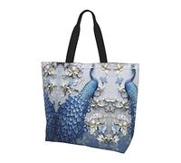 Borsa tote grande Borsa della spesa grande con bellissimo pavone per lo shopping da lavoro sulla spiaggia