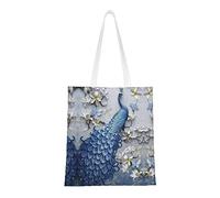 Borsa tote grande Borsa della spesa grande con bellissimo pavone per lo shopping da lavoro sulla spiaggia