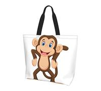 Borsa tote grande Borsa della spesa grande scimmia carina per la spesa da lavoro sulla spiaggia