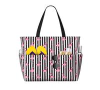 Borsa tote grande Flamingo2 da donna, borsa da spiaggia pieghevole con tasca, borsa da weekend, borsa da viaggio per la notte
