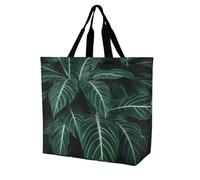 Borsa Tote Green Long Leaves Grande Borsa A Tracolla In Tela Riutilizzabile Lavabile Tracolla, Per Spiaggia, Lavoro, Donna, Shopping