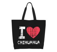Borsa Tote I Love Chihuahua Borsa Donna Tote In Tela Con Manici Personalizzata Tracolla, Per Donna, Quotidiano Vita, Shopping, 50x40cm