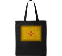 Borsa tote in cotone ecologico naturale con bandiera dello stato del New Mexico Nero, Nero , Taglia unica
