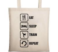 Borsa tote in cotone ecologico naturale con logo Eat Sleep Train Repeat Beige, Beige, Taglia unica