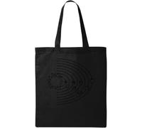 Borsa tote in cotone ecologico naturale con mappa spaziale pianeti sistema solare nero, Nero , Taglia unica
