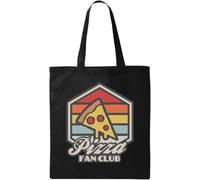 Borsa tote in cotone ecologico naturale per fan club pizza retrò nero, Nero , Taglia unica