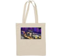 Borsa tote in cotone naturale anni '80 retro viaggiatori del tempo bianco